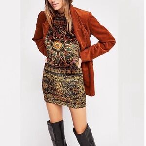Free People Kaleidoscope Velvet Long Sleeve Mini Dress Sz M